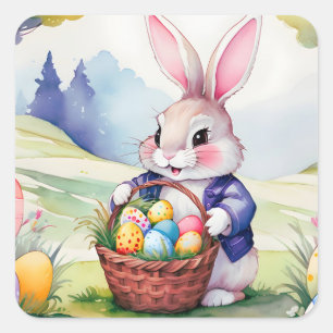 Happy little rabbit 1, Easter Square Sticker