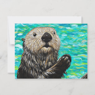Happy Little Sea Otter Painting Postcard
