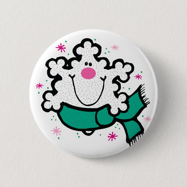 happy little snowflake 6 cm round badge (Front)