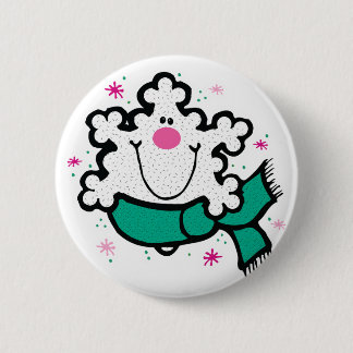 happy little snowflake 6 cm round badge