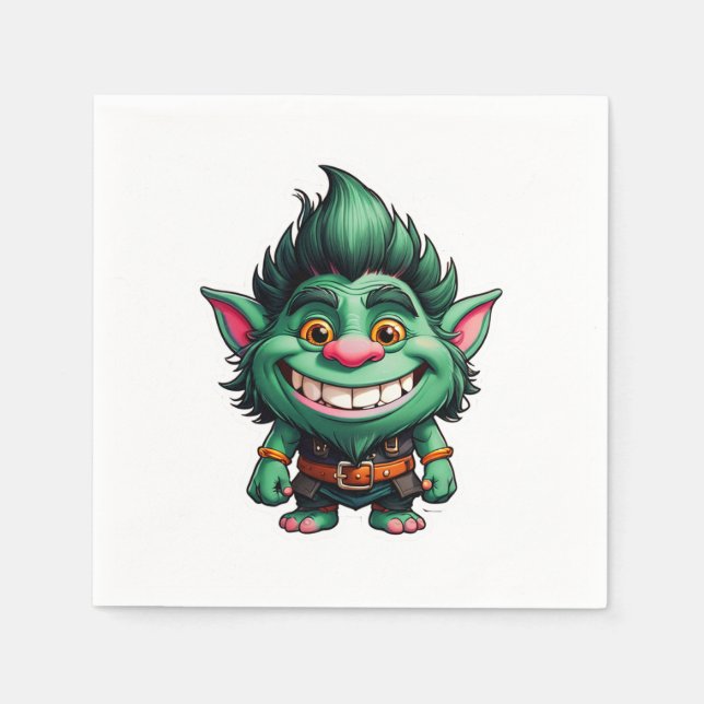 Happy Little Troll Chibi illustration Napkin (Front)