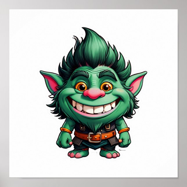 Happy Little Troll Chibi illustration Poster (Front)