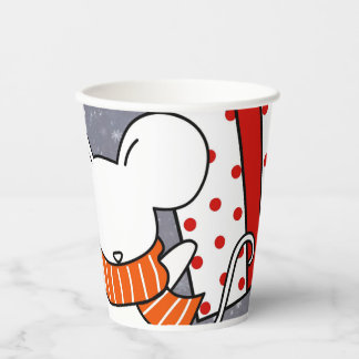 Happy little white mice celebrating Christmas Paper Cups