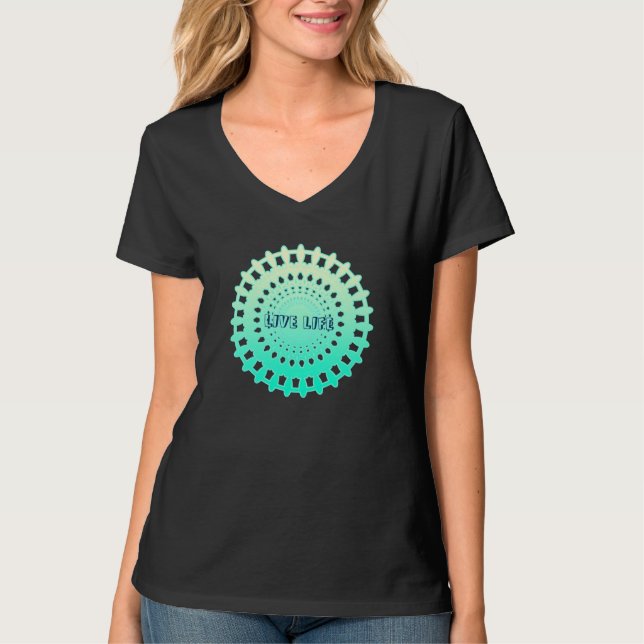 Happy Live Life Motto Gear Mandala Wheel Spirit Ta T-Shirt (Front)