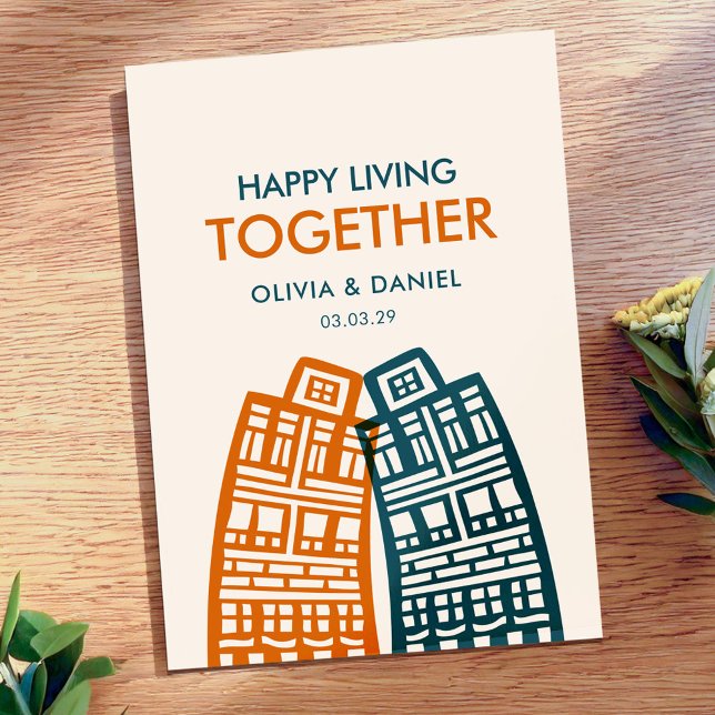 Happy living Together new address card with city (Creator Uploaded)