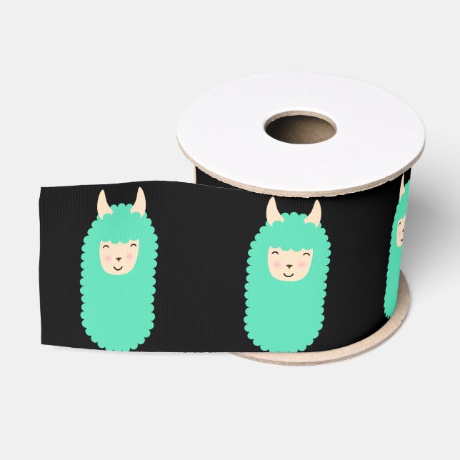 Happy Llama Emojis Grosgrain Ribbon (Spool)