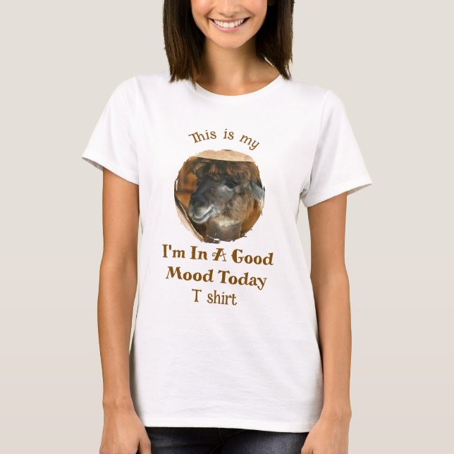 Happy Llama Good Mood Humorous Funny  T-Shirt (Front)