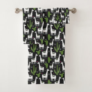 Happy Llama Pattern Bath Towel Set
