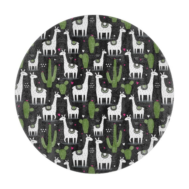 Happy Llama Pattern Cutting Board (Front)