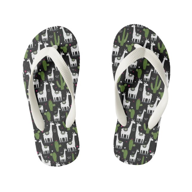 Happy Llama Pattern Kid's Jandals (Footbed)