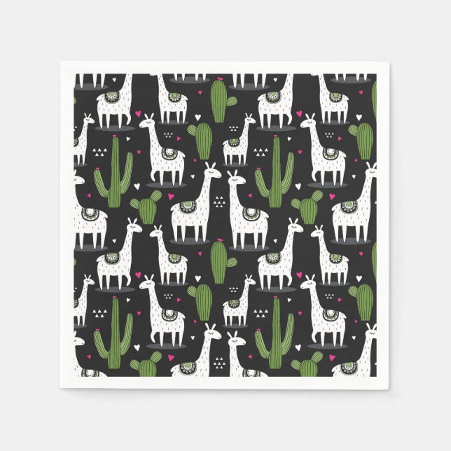 Happy Llama Pattern Napkin (Front)