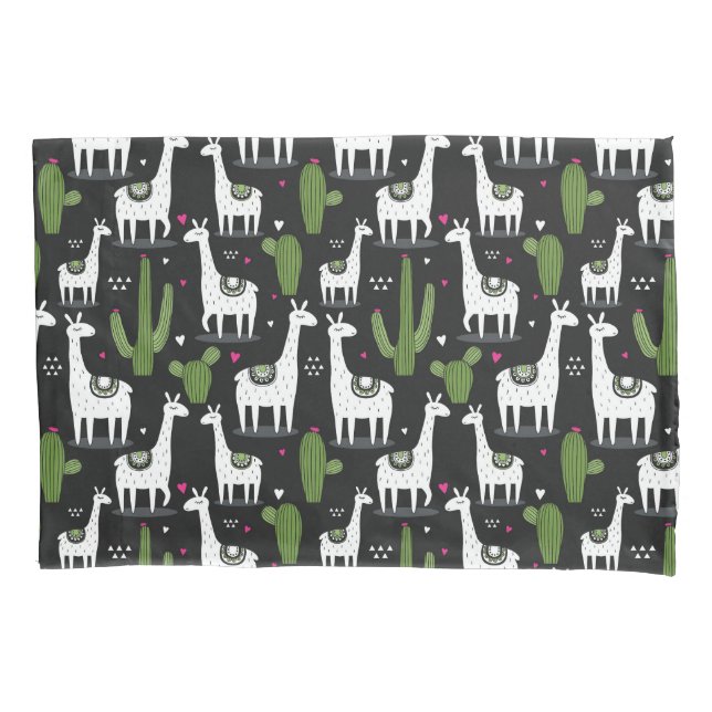 Happy Llama Pattern Pillowcase (Front-Left)
