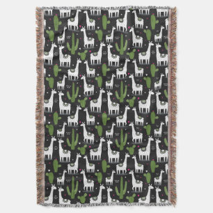 Happy Llama Pattern Throw Blanket