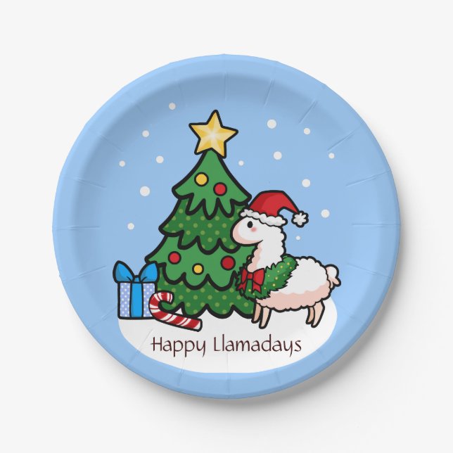Happy Llamadays Paper Plate (Front)