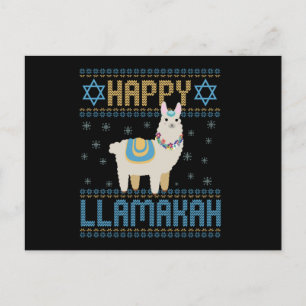 Happy LLamakah Funny Jewish Hanukkah LLama Gift Postcard