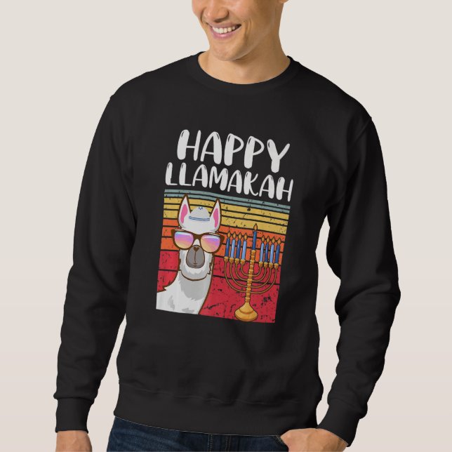Happy Llamakah Jewish Llama  Hanukkah Pajamas Chan Sweatshirt (Front)