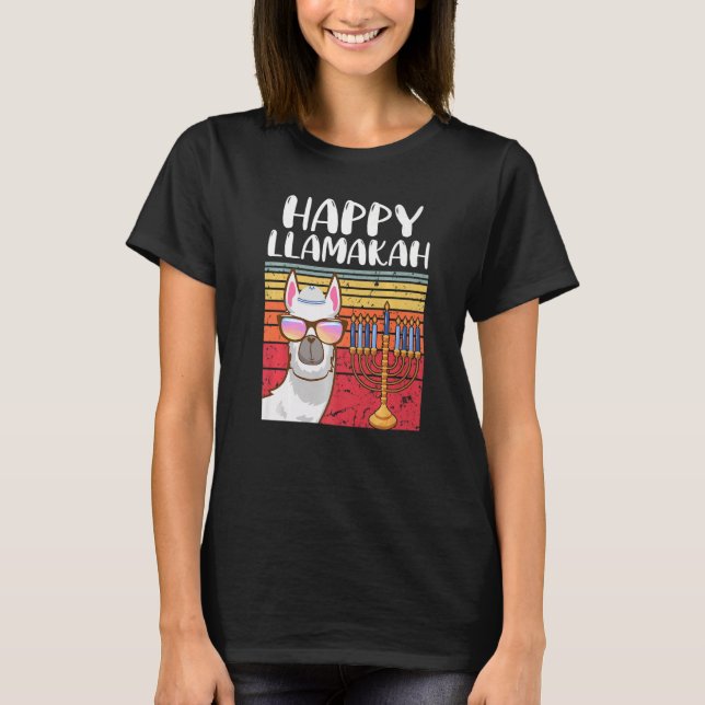 Happy Llamakah Jewish Llama  Hanukkah Pajamas Chan T-Shirt (Front)