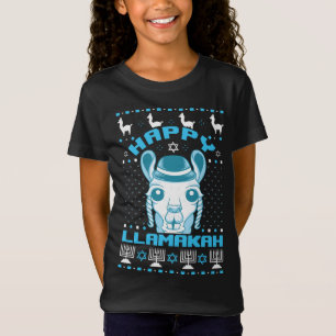 Happy Llamakah Jewish Llama Hanukkah Ugly Christma T-Shirt