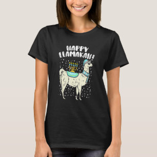 Happy Llamakah Llama Menorah Hanukkah Chanukah Jew T-Shirt