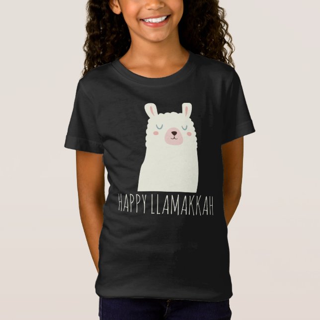 Happy Llamakkah Blue Hanukkah Llama Cute T-Shirt (Front)