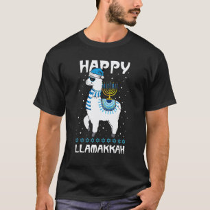 Happy Llamakkah Cute Jewish Llama Sunglasses Hanuk T-Shirt
