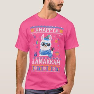 Happy Llamakkah Llama Ugly Hanukkah Ugly Christmas T-Shirt