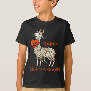 Happy Llamaween Fun Halloween Llama Girls Boys Kid T-Shirt