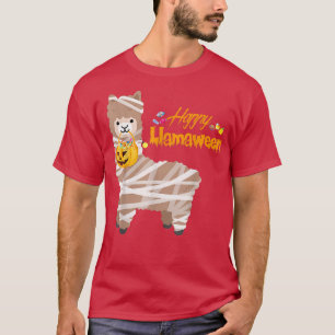 Happy Llamaween Funny Halloween Llama Mummy Girls T-Shirt