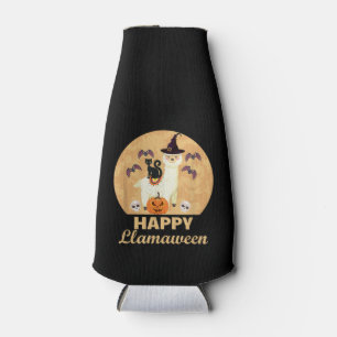 Happy Llamaween Funny Llama Lover Spooky Halloween Bottle Cooler
