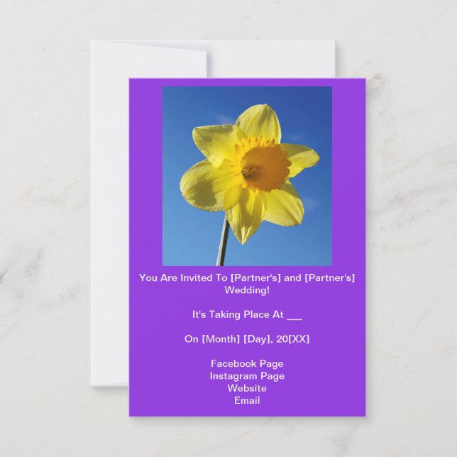 Happy-Looking Yellow Daffodil Wedding Invitation (Front)