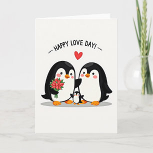 Happy Love Day Penguin Family Card