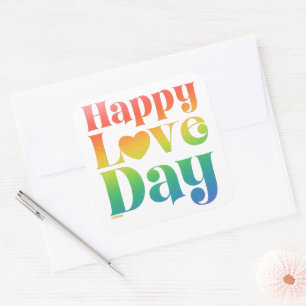 HAPPY LOVE DAY rainbow gradient colour valentine Square Sticker