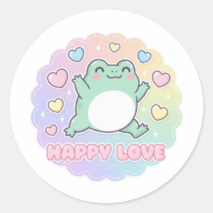 Happy Love Frog Sticker Cute Jumping Frog Hearts K