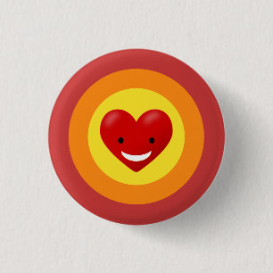 Happy Love Heart 3 Cm Round Badge