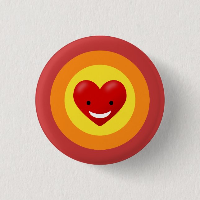 Happy Love Heart 3 Cm Round Badge (Front)