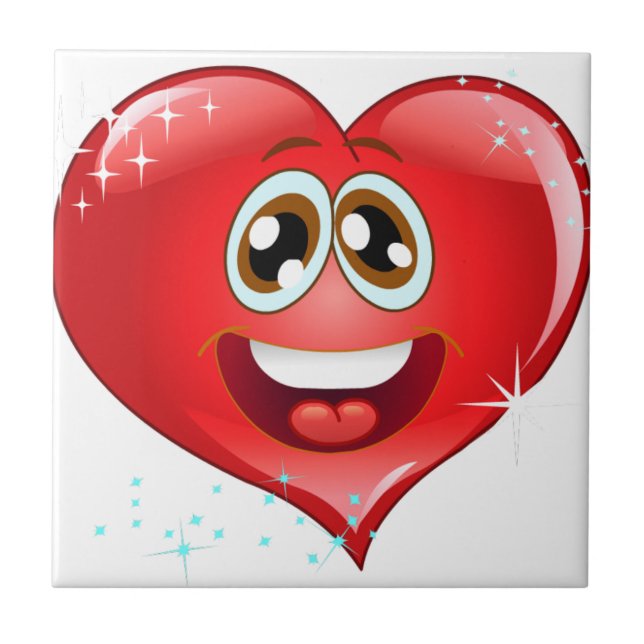 Happy Love Heart Emoji Tile (Front)