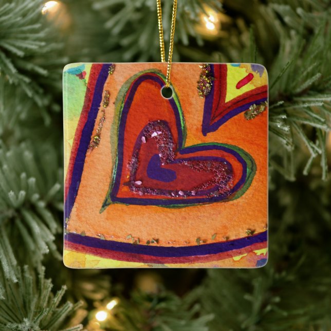Happy Love Hearts Custom Holiday Gift Ornaments (Tree)
