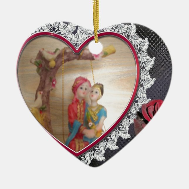 Happy Lovers day Ceramic Tree Decoration (Front)