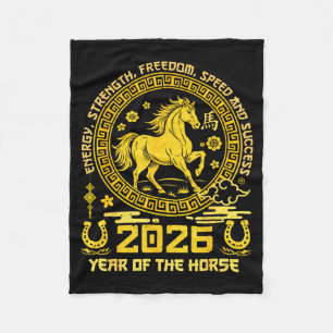 Happy Lunar Chinese New Year Of The Horse 2026 Zod Fleece Blanket