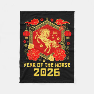 Happy Lunar Chinese New Year Of The Horse 2026 Zod Fleece Blanket