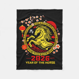 Happy Lunar Chinese New Year Of The Horse 2026 Zod Fleece Blanket