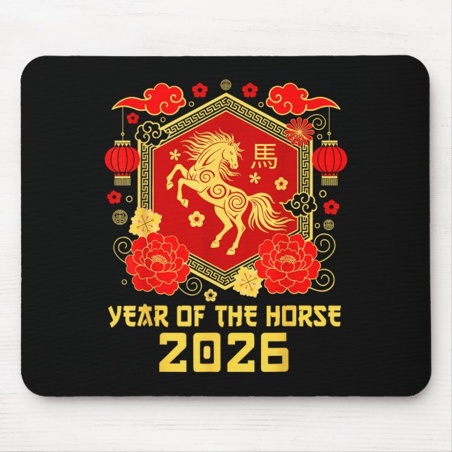 Happy Lunar Chinese New Year Of The Horse 2026 Zod Mouse Pad (Front)