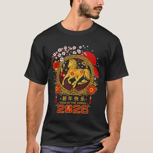 Happy Lunar Chinese New Year Of The Horse 2026 Zod T-Shirt (Front)