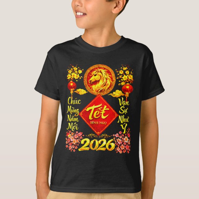 Happy Lunar New Year 2026 Year Of The Horse Tet Ng T-Shirt (Front)