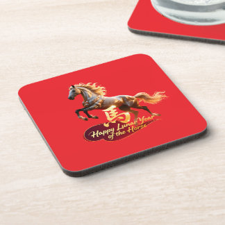 Happy Lunar New Year Majestic Golden Horse  Coaster