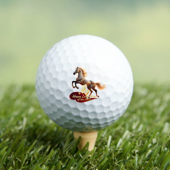 Happy Lunar New Year Majestic Golden Horse  Golf Balls (Insitu Tee)