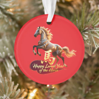 Happy Lunar New Year Majestic Golden Horse  Ornament