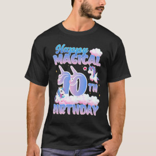 Happy Magical 10th Birthday Flying Unicorns Birthd T-Shirt