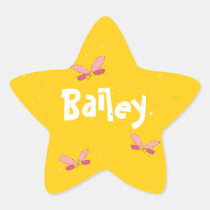 Happy Magical Fairy Wings and Sparkles Yellow  Star Sticker
