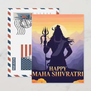 Happy maha shivratri celebration with lord shiva  holiday postcard